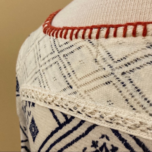 LUCKY BRAND navy, white, + orange top - Picture 4 of 5